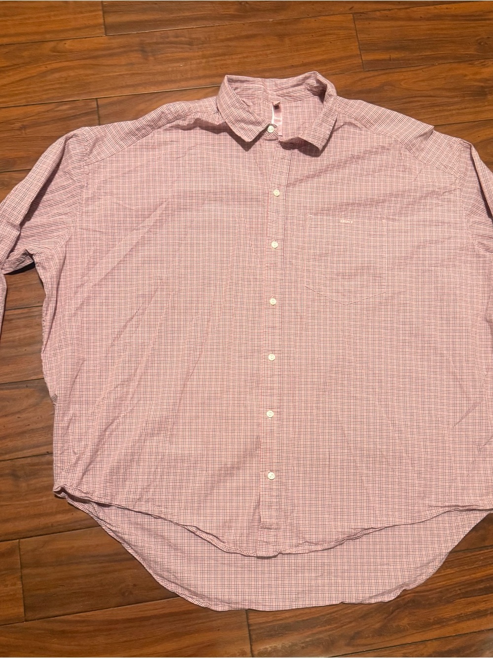 SKIMS Light Pink Checked Long-Sleeve Button-Down Shirt
